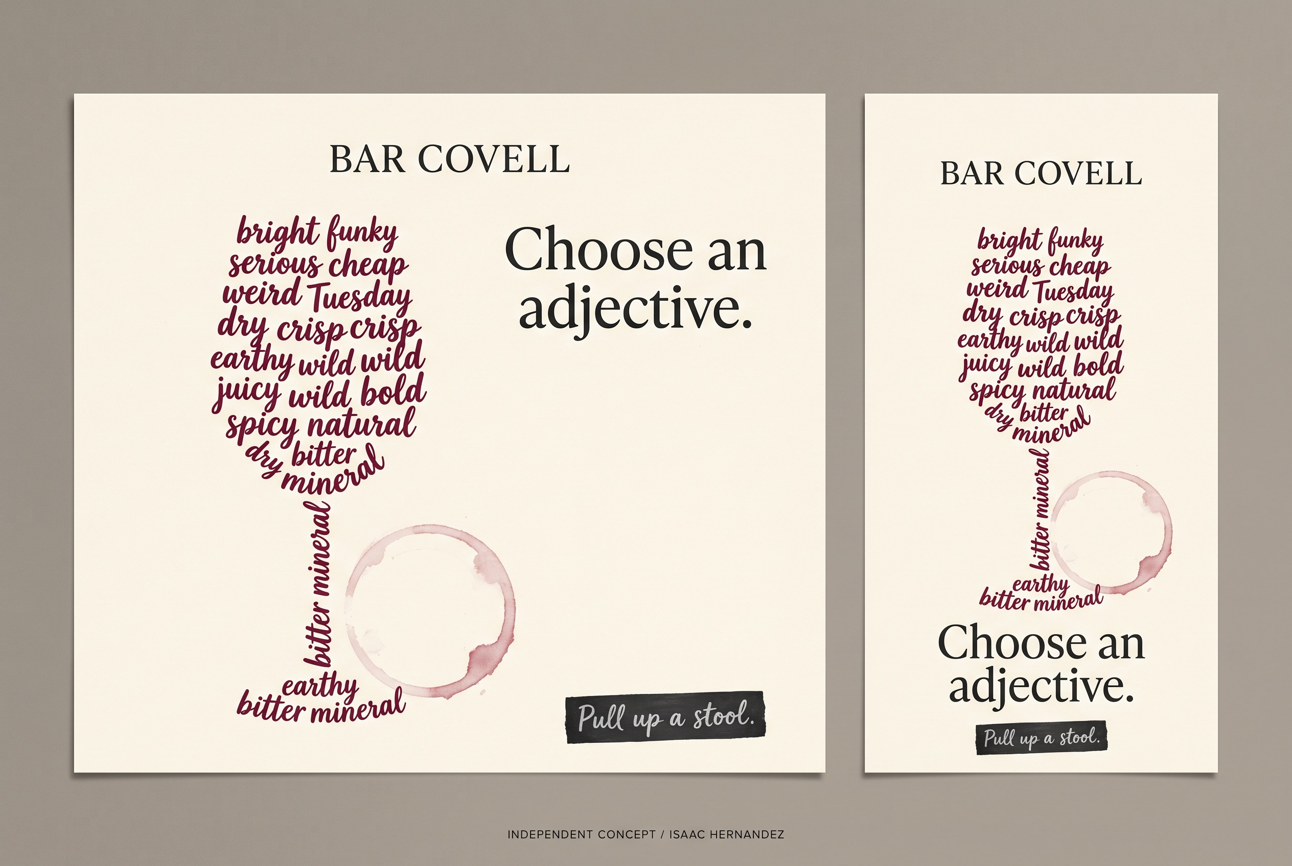 Bar Covell independent campaign concept, hero and social layouts